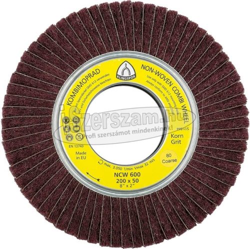 KLINGSPOR Kombinált flíz-mop NCW 600 200x50x68,2 mm k80 Coarse/durva korund (csiszolómop) 258913