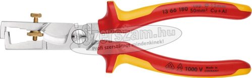 KNIPEX Szigetelt huzalcsupaszító fogó, kábelvágóval,StriX 180mm, 10mm²-ig/50mm², kétkomponensű nyél 1 366 180