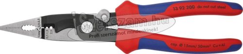 KNIPEX szerelőfogó saruzóval, kétkomponensű nyél, rugós 200mm, csupaszítás 0,5-2,5mm², kábelvágás 15mm 1 392 200