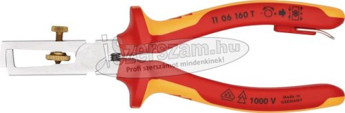 KNIPEX Szigetelt huzalcsupaszító fogó, kétkomponensű nyél 160mm, 10mm²-ig, leesés ellen biztosított 1106 160 T