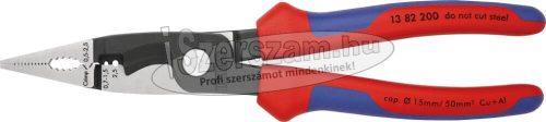 KNIPEX szerelőfogó saruzóval, leesés ellen biztosított 200mm, csupaszítás 0,5-2,5mm², kábelvágás 15mm 1382 200 T