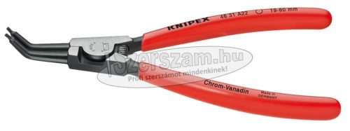 KNIPEX Seegergyűrű fogó külső-hajlított KH 45°, PVC nyél A12 130mm, 10-25mm, polírozott fej 4631 A12