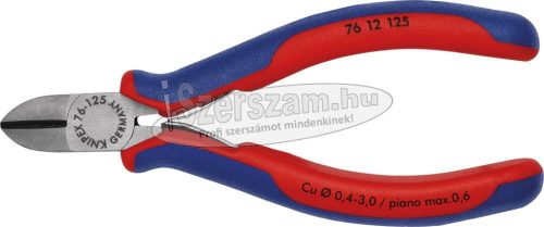 KNIPEX Elektronikai oldalcsípő fogó, kétkomponensű nyél 125mm/0,4-2,5mm, polírozott fej 7 612 125