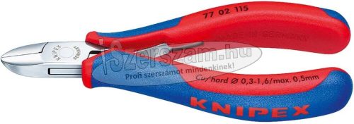 KNIPEX Elektronikai oldalcsípő fogó, tükörpolír 115mm/0,3-1,6mm, kerek fej 7 702 115