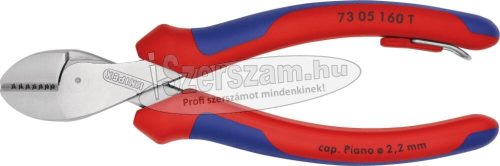 KNIPEX oldalcsípő fogó X-Cut, krómozott, kétkomponensű nyél 160mm/2,2-4,8mm, leesés ellen biztosított 7305 160T 73 05 160 T