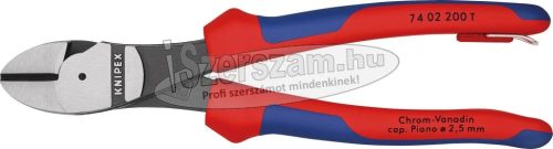 KNIPEX oldalcsípő fogó erő, polírozott 200mm/2,5-4,2mm, kétkomponensű nyél, leesés ellen biztosított 7402 200T 74 02 200 T