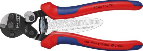 KNIPEX Drótkötél vágó olló TC (gumiabroncs vezetékhez) 160mm, d=2mm, kétkomponensű nyél 9562 160 TC 9562160TC