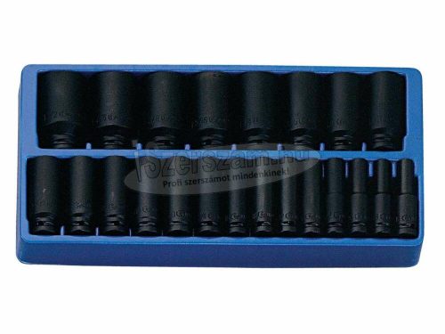 GENIUS TOOLS dugókulcs, gépi készlet 6 lapú hosszú, colos 1/2" 22 részes DI-422S