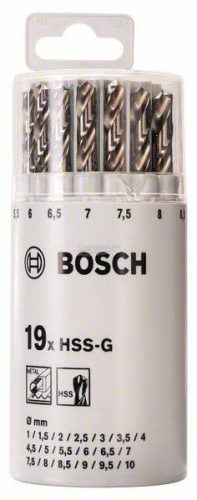 BOSCH 2607018361 HSS Fém csigafúró készlet 19 részes Csiszolt DIN 338 hengeres 1 készlet 2607018361