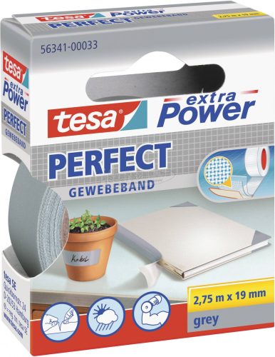 TESA Ragasztószalag, szövet, szürke, 19mm, EXTRA POWER 56341-00033-03