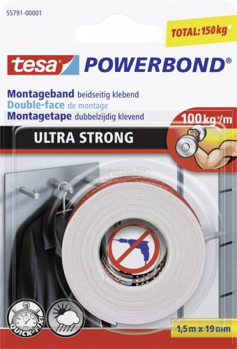 TESA Rögzítő szalag, POWERBOND 1500x19mm 55791-01 55791-00001-00