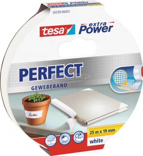 TESA PERFECT 56339-00003-01 Szövet ragasztószalag extra Power Fehér 25mx19mm 1db 56339-00003-01