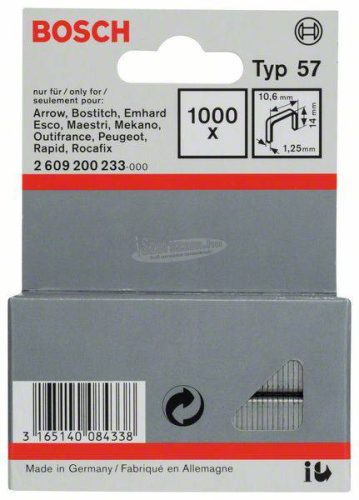 BOSCH Tűzőkapocs, 57-es típus, 10,6x1,25x14mm 1000db 2609200233 2609200233