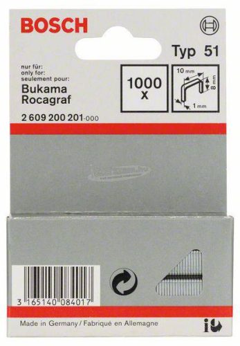 BOSCH Tűzőkapocs, 51-es típus, 10x1x8mm 1000db 2609200201 2609200201