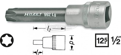 HAZET Torx rátűzőkulcs (bit-dugókulcs) 1/2" 992LG-T55 992LG-T55