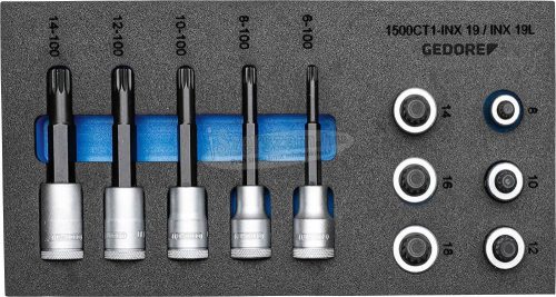 GEDORE rátűzőkulcs (bit-dugókulcs) készlet 1/2" 1500 CT1-INX 19 LK 2957957