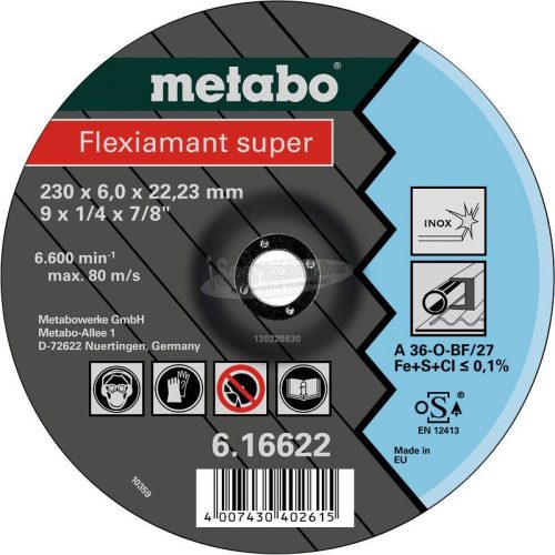 METABO 616739000 Nagyolótárcsa, hajlított 22.23mm 25db 616739000