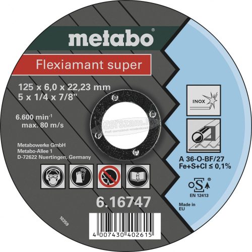 METABO 616747000 Flexiamant super Csiszolótárcsa 125mm 22.23mm 25db 616747000