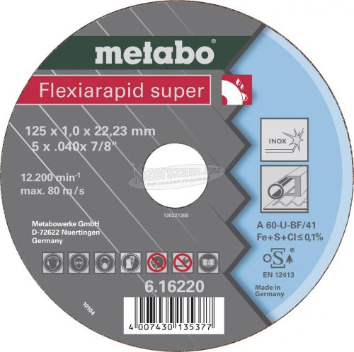 METABO 616347000 Vágótárcsa, egyenes 105mm 16mm 1db 616347000