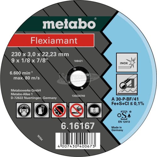 METABO 616167000 Vágótárcsa, egyenes 22.23mm 25db 616167000