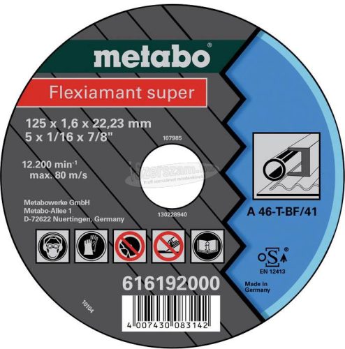 METABO 616192000 Vágótárcsa, egyenes 22.23mm 25db 616192000