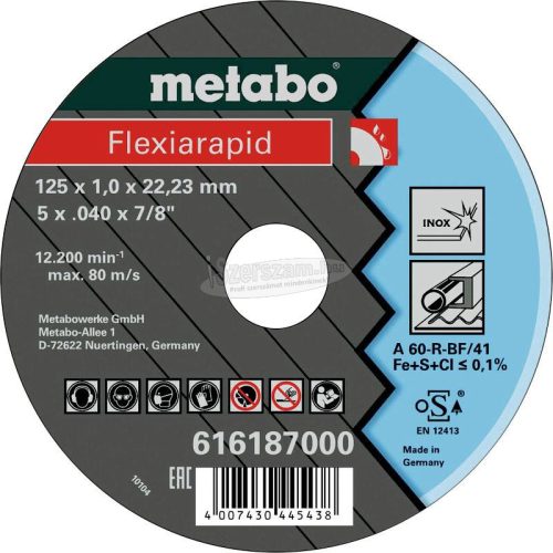 METABO 616187000 Vágótárcsa, egyenes 22.23mm 25db 616187000