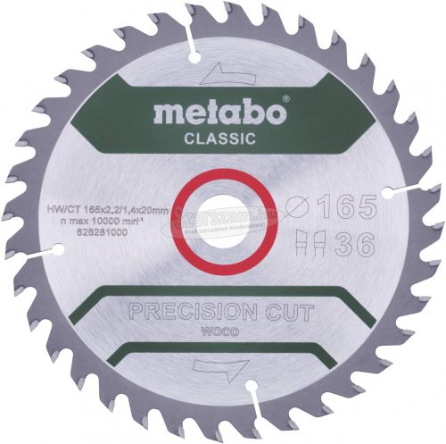 METABO 628027000 Vágótárcsa, egyenes 165mm 20mm 1db 628027000