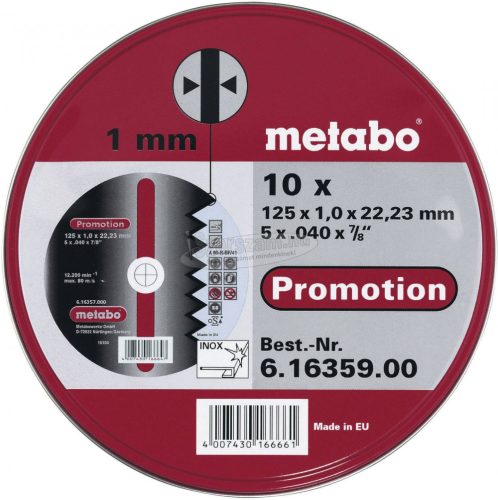 METABO 616359000 Vágótárcsa, egyenes 125mm 22.23mm 10db 616359000