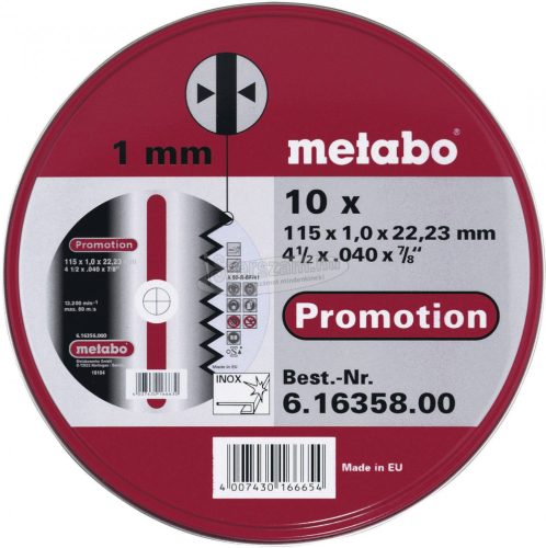 METABO 616358000 Vágótárcsa, egyenes 115mm 22.23mm 10db 616358000