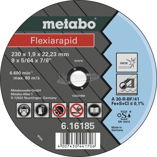 METABO Flexiarapid 616185000 Vágótárcsa, egyenes 230mm 22.23mm 25db 616185000