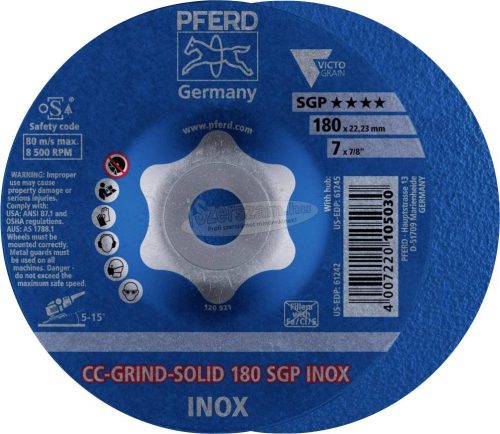 PFERD CC-GRIND csiszolókorong CC-GRIND-SOLID 180 SGP INOX 64189180