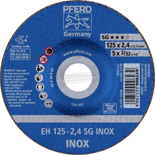 PFERD vágókorong EH 125-2,4 SG INOX 61341223