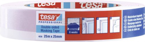 tesa DOUBLE-SIDED 04836-00001-00 Kétoldalas ragasztószalag tesa Professional Pirosfehér 25mx25mm 1db 04836-00001-00