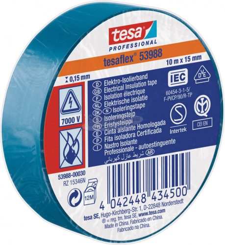 tesa 53988-00030-00 Szigetelőszalag tesa Professional Kék 10mx15mm 1db 53988-00030-00