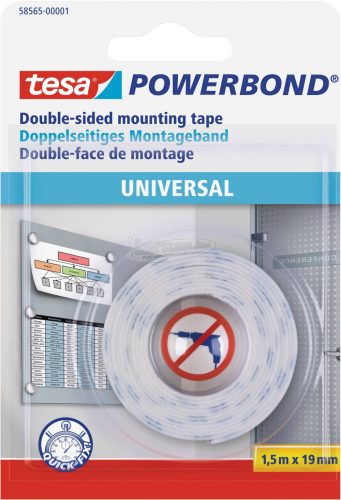 tesa UNIVERSAL 58565-00001-00 Rögzítő szalag tesa Powerbond Fehér 1.5mx19mm 1db 58565-00001-00