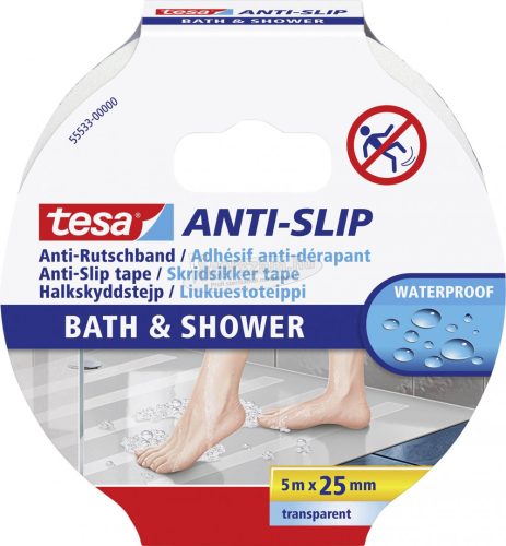 tesa BATH & SHOWER 55533-00000-11 Csúszásmentesítő szalag Átlátszó 5mx25mm 1db 55533-00000-11