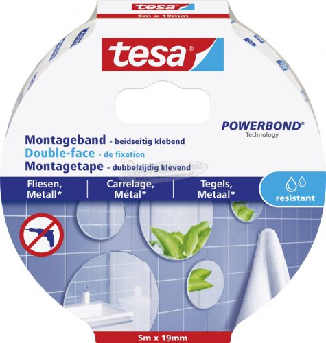 tesa TILES 77745-00000-00 Rögzítő szalag tesa Powerbond Fehér 5mx19mm 1db 77745-00000-00