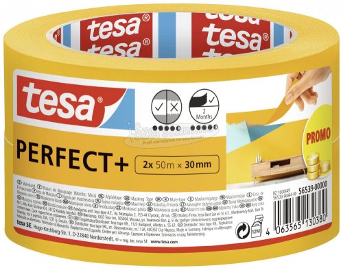 tesa Perfect+ 56539-00000-00 Festő védőszalag Sárga 100mx30mm 2db 56539-00000-00