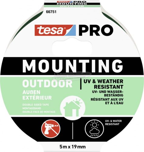 tesa Mounting PRO Outdoor 66751-00001-00 Rögzítő szalag Átlátszó 5mx19mm 1db 66751-00001-00