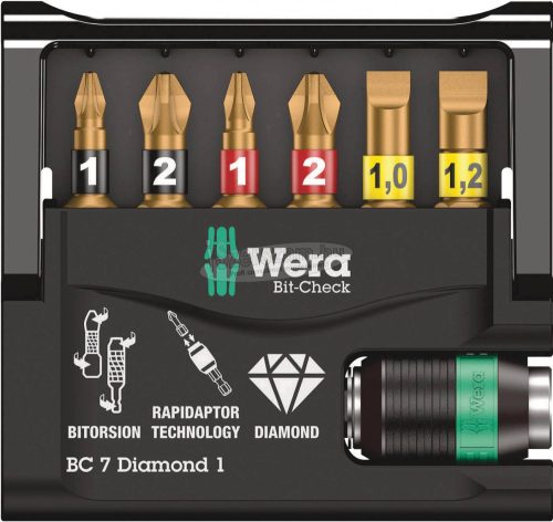 WERA Bit-Check 7 Diamond 1 SB, Bit készlet, 7 részes 05073419001