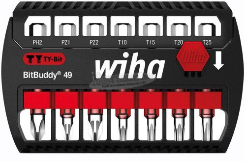 WIHA BitBuddy TY-bit 49mm bitkészlet Phillips, Pozidriv, TORX 8 részes 1/4" E6,3 42117