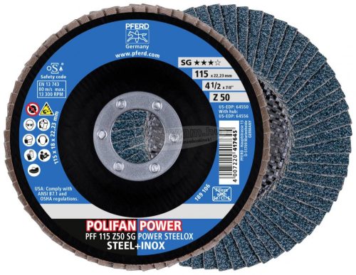 PFERD 67685116 PFF 115 Z50 SG POWER STEELOX 115mm Furat átmérő 22.23mm 10 db