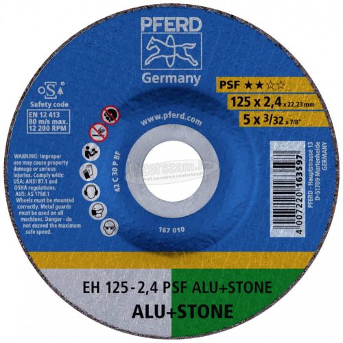 PFERD EH 125-2,4 PSF ALU+STONE (10) 69198294 Vágótárcsa, egyenes 125mm 10 db Nem vastartalmú fém