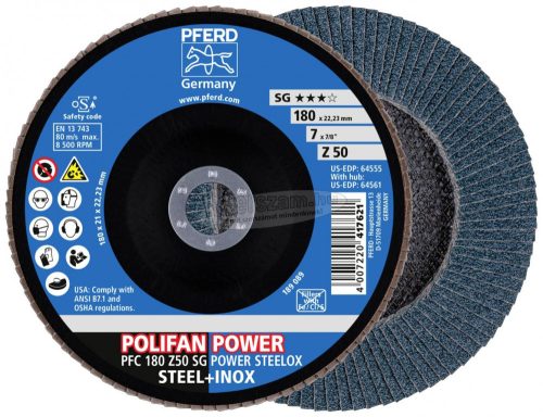 PFERD 67785186 PFC 180 Z50 SG POWER STEELOX 180mm Furat átmérő 22.23mm 10 db