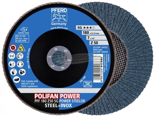 PFERD 67685186 PFF 180 Z50 SG POWER STEELOX 180mm Furat átmérő 22.23mm 10 db